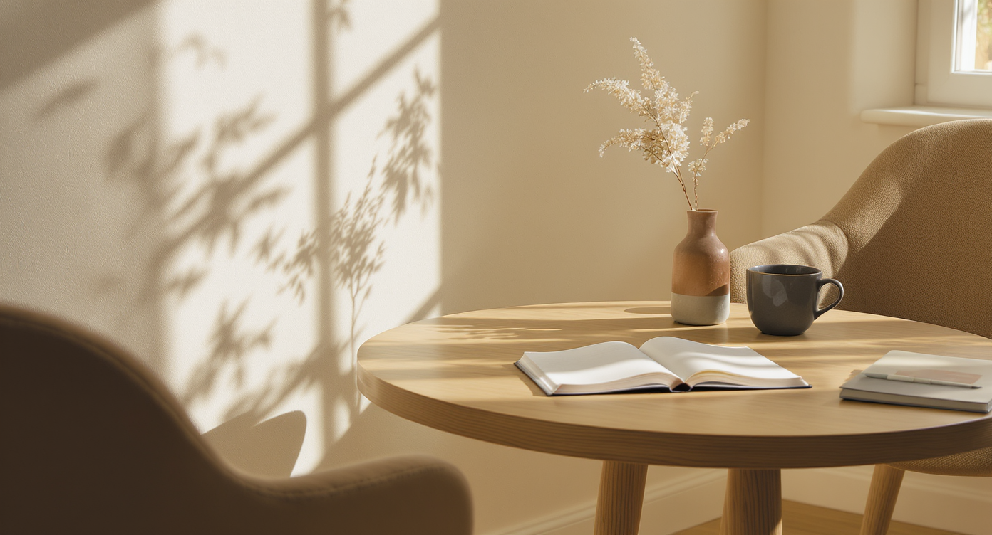 Unhurried consultation corner at Slater Chiropractic in St. Albert.